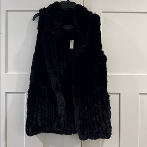 NWT Donna Salyers Fabulous Furs Faux Fur Black Vest, Size Small
